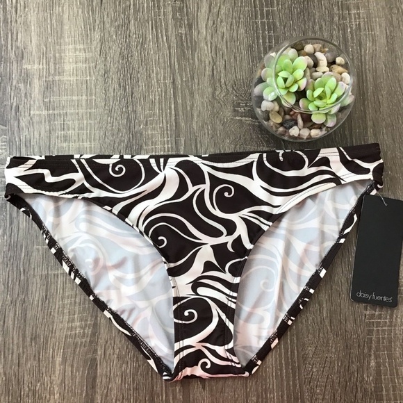 Daisy Fuentes Other - Daisy Fuentes Hipster Bikini Bottom Brown & White Swirl Print